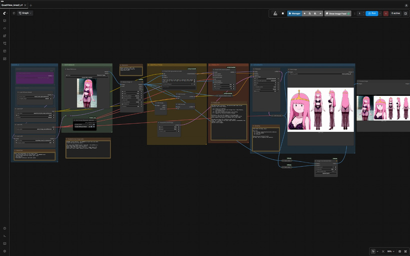 Krea 2 QuadView Character Turnaround Sheet preview